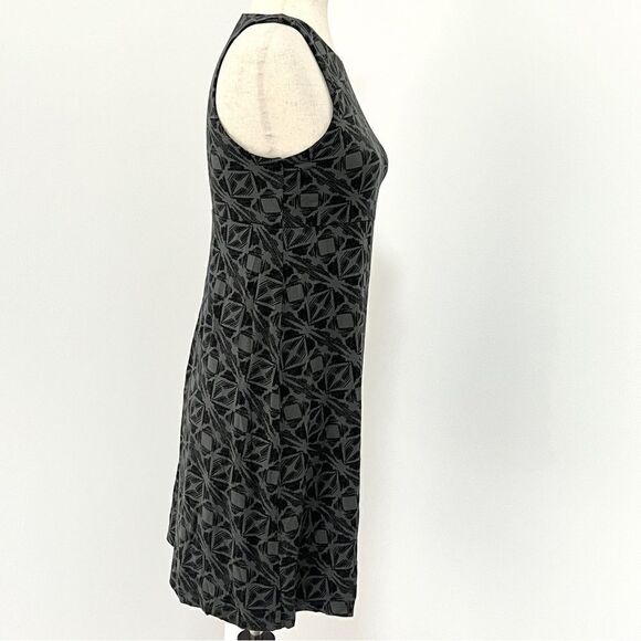 Athleta Santorini Printed High Neck Dress SP Woodblock Geo Black Soft! Modal - Picture 5 of 9